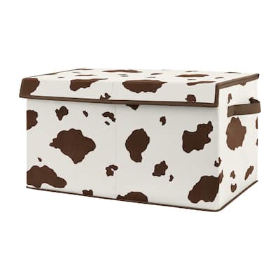 Wild West Cow Print Collection Boy Kids Fabric Toy Bin Storage - Brown and Cream Western Southern Country Animal