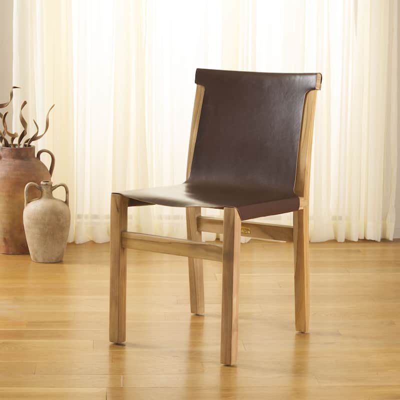 SAFAVIEH Arian Solid Wood Dining Chair (Fully Assembled) - 19"W x 23"D x 34"H