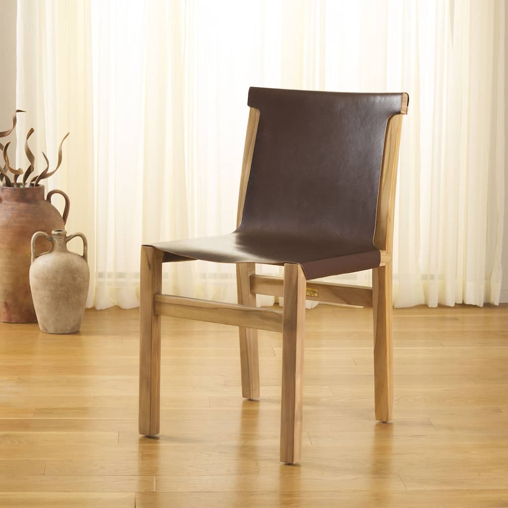 SAFAVIEH Arian Solid Wood Dining Chair (Fully Assembled) - 19"W x 23"D x 34"H