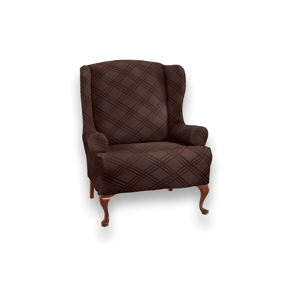 Double Diamond Stretch Furniture Cover - Wing Chair