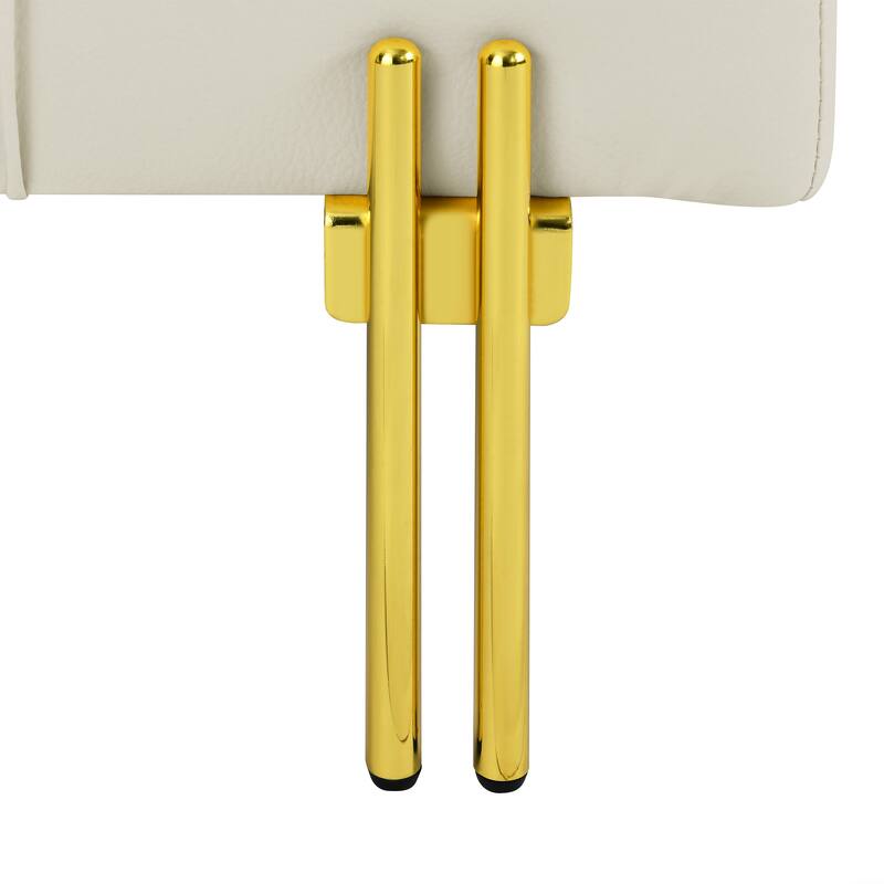 Anti-scratch Leather Storage Ottoman with Golden Stainless Steel Legs