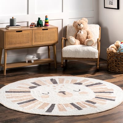 Nuloom Tisha SpinClean Lion Machine Washable Kids Area Rug