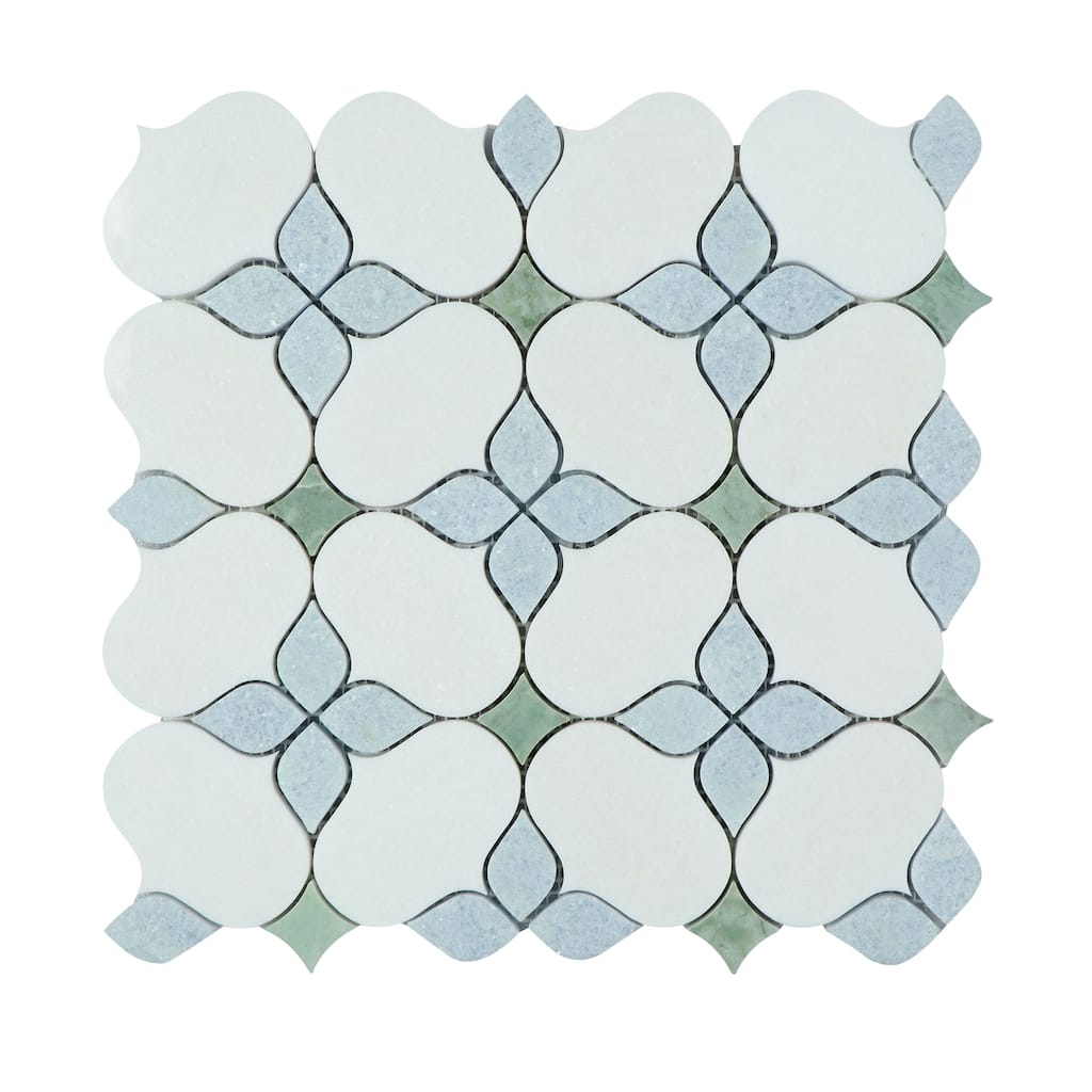 Water Jet - Thassos White Marble Mosaic Wall & Floor Tile - 1 Case (10 Sheets)