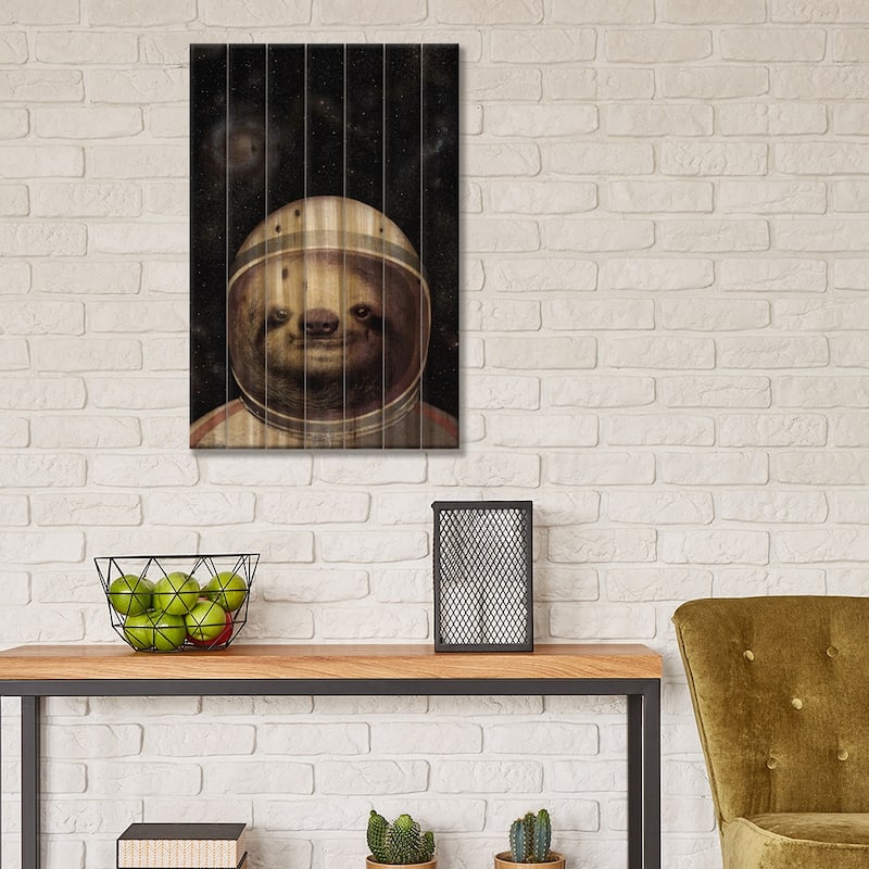 Space Sloth Print On Wood by Eric Fan - Multi-Color