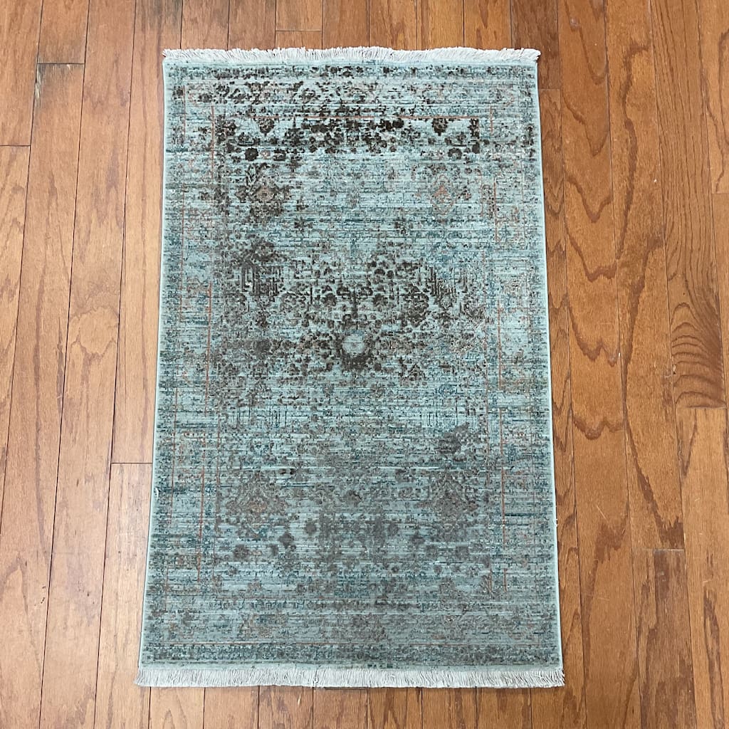 HERAT ORIENTAL Turkish Modern Erased Design Wool & Silk Rug - 2' x 2'11"