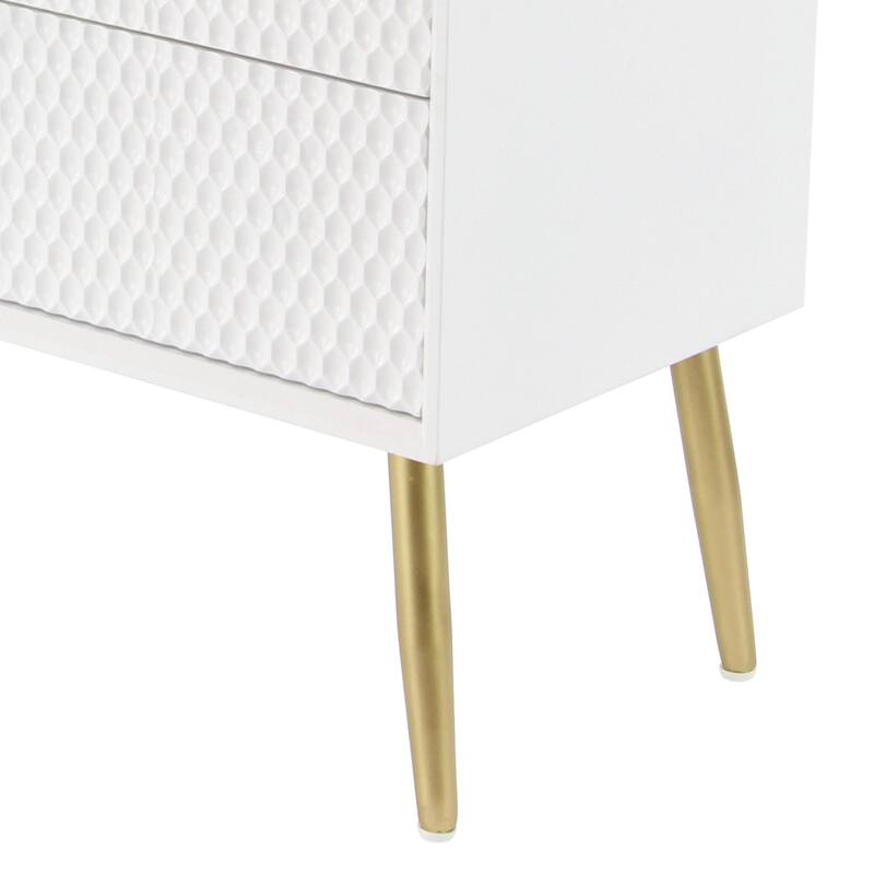 Wooden Geometric 3 Drawer Chest with Gold Legs - White - Roche River Decor