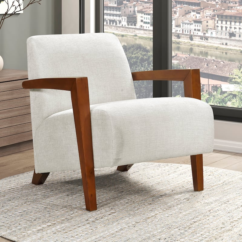 Lyle 28.5" Chenille Accent Chair - Chestnut Finish Solid Wood Frame