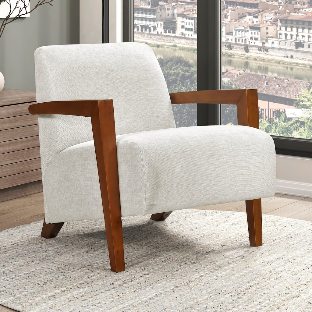 Lyle 28.5" Chenille Accent Chair - Chestnut Finish Solid Wood Frame