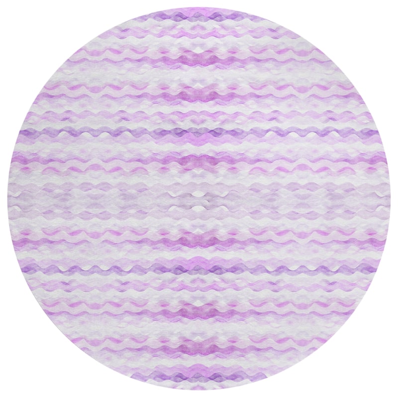 Indoor/ Outdoor Surfside Ombre Wave Washable Rug New - Purple - 8' x 8'