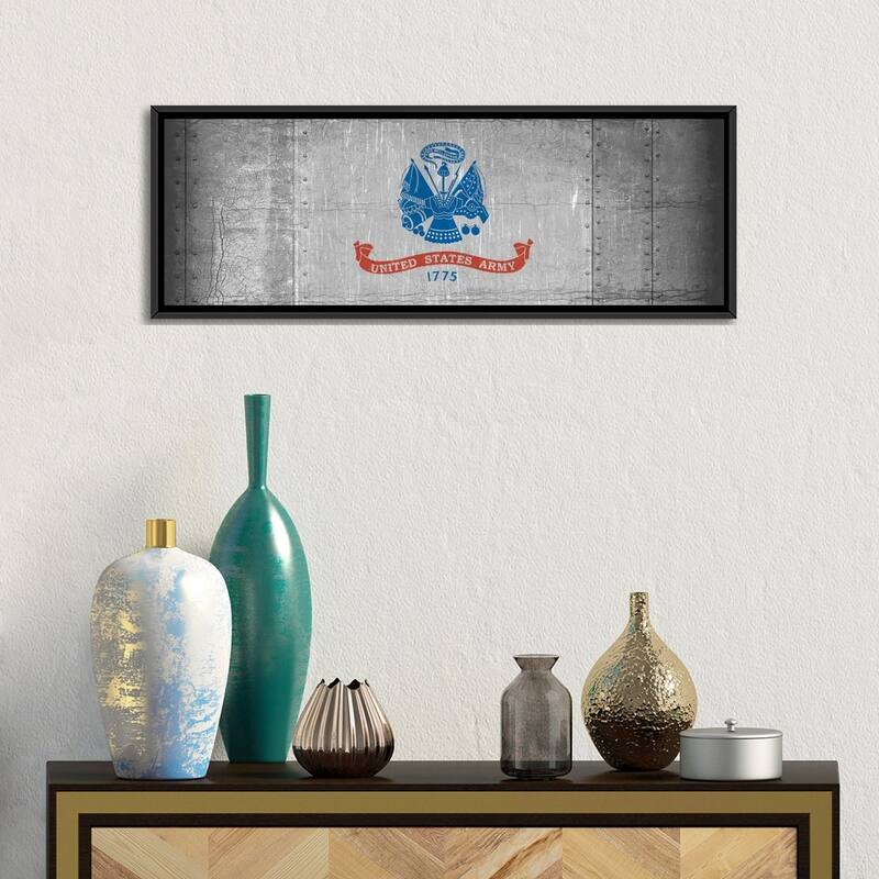 iCanvas "U.S. Army Flag (Riveted Metal Background) I" by iCanvas Framed Canvas Print