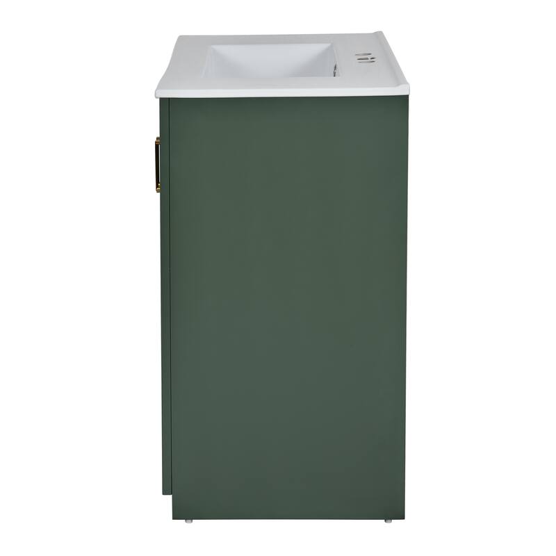 30" Modern Bathroom Vanity Combo with Ceramic Sink, Solid Wood Frame, 3 Drawers, Storage Cabinet