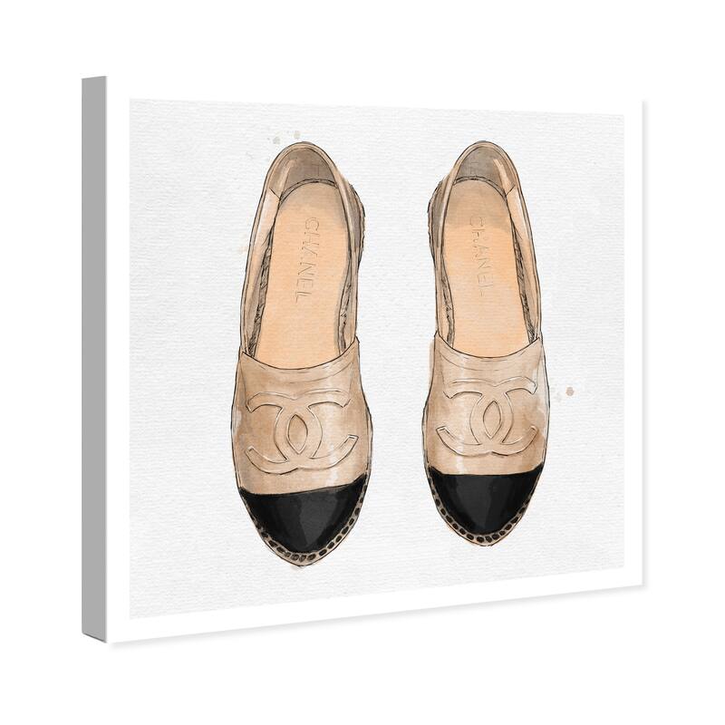Wynwood Studio Prints Fashion and Glam Lady Slippers Brown and Tan Modern & Contemporary Wall Art Canvas Print