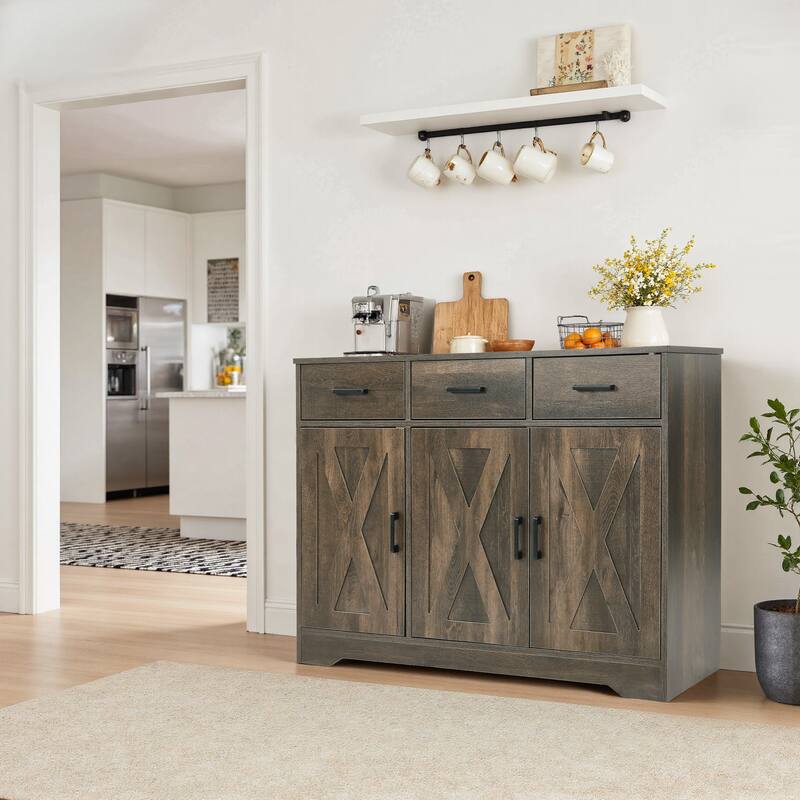 Traditional 3 Drawer Sideboard Storage Cabinet