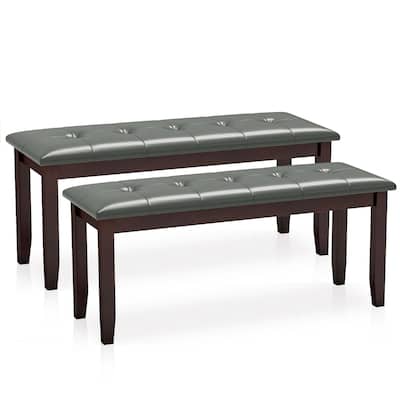 Gymax 2PCS Upholstered Dining Bench w/ Comfortable Padded Seat &