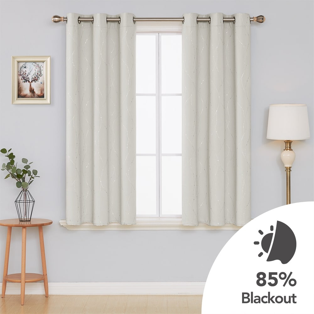 Deconovo Wave Line with Dots 42 Width Curtains Pair(2 Panel)