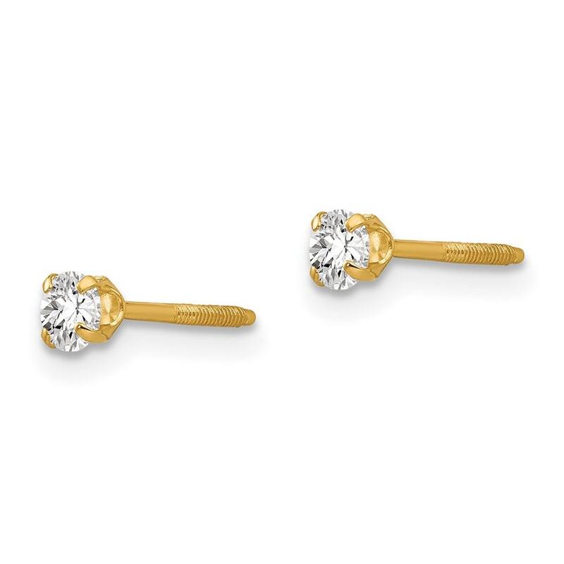 Curata 14k Yellow Gold 3mm Synthetic Spinel Earrings