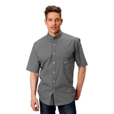 Roper Western Shirt Men Short Sleeve Diamond Black 03-002-0326-2013 BL