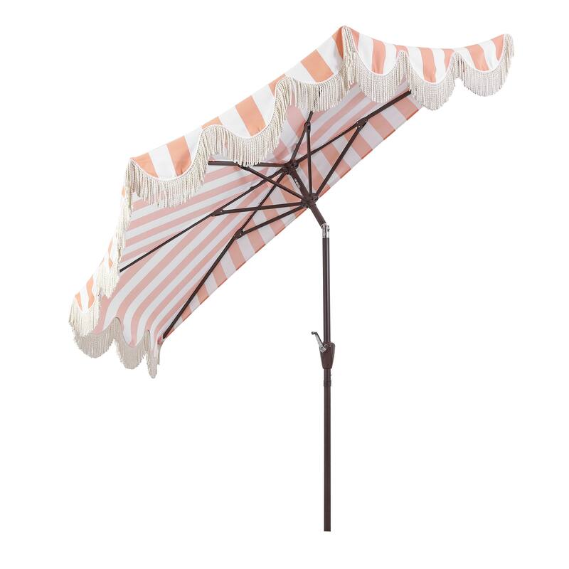 9ft Half Market Umbrella, Scalloped, Crank, Tilt, UV, by JONATHAN Y