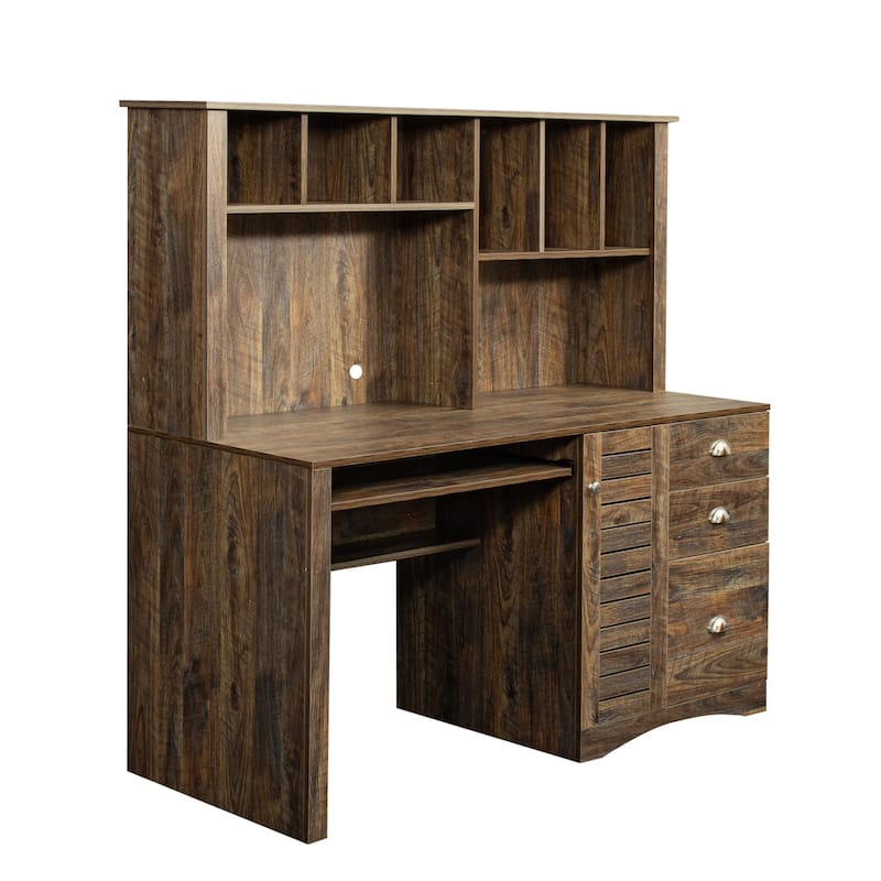 60“ L Shaped Desk with Hutch and Storage Computer Desk Office Desk