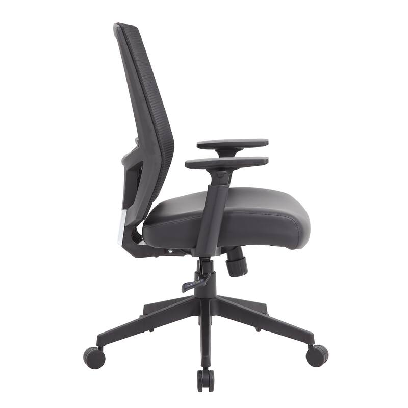 Swivel Task Chair, Black Mesh, Gray Antimicrobial Vinyl, Foam