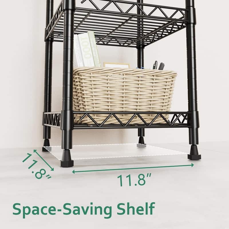 5 Tier Standing Shelving Metal Units - 11.8"D x 11.8"W x 50"H