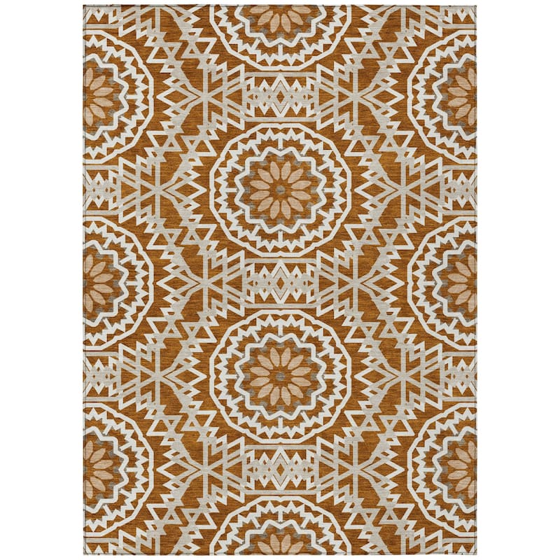 HomeRoots Floral Medallion Transitional Rectangle Outdoor Rug
