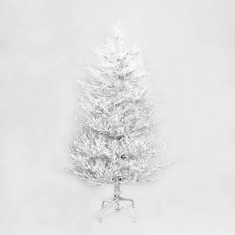 4 FT Aspen Fir Artificial Christmas Tree with Snow Flocked Branch Tips and LED Lights, Holiday Coral Christmas Tree