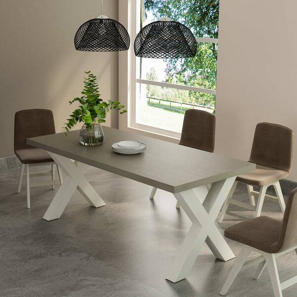 Rectangular Dining Table 75 Inch - Grey Finish Kitchen Table with ...