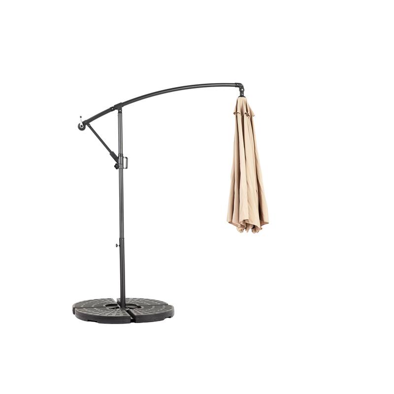 Hanging Patio Umbrella Polyester Parasol with Tilt Adjustment 8 Ribs, for Backyard Poolside - (Dark Green)