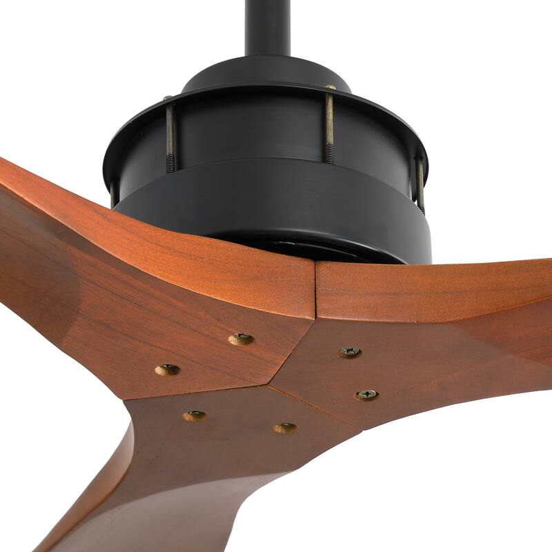 52"/60"/48" Noiseless Walnut Wood Ceiling Fan with Remote Control, Integrated Light Optional