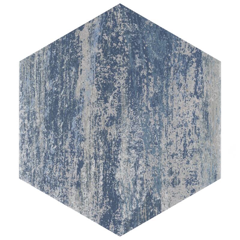 Merola Tile Cassis Hex Blue 8-5/8" x 9-7/8" Porcelain Floor and Wall Tile - Case (25 Tiles)