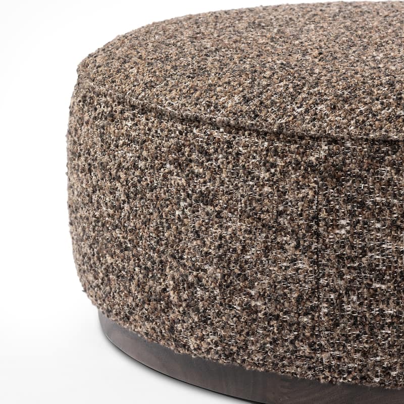 Ralphy Large Round Ottoman-Dark Hair on Hide