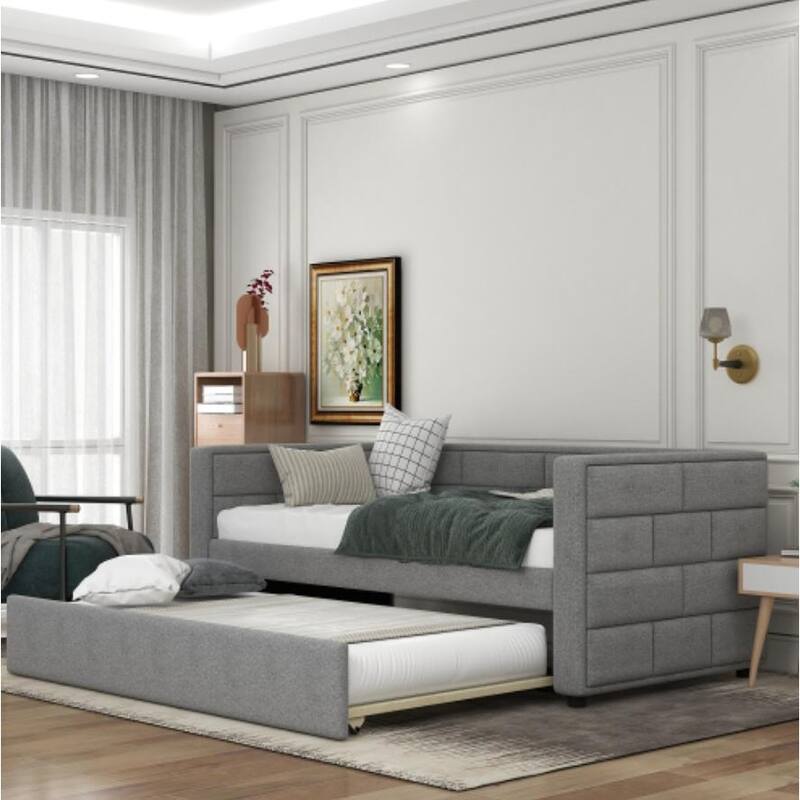 Twin Size Daybed with Trundle in Gray
