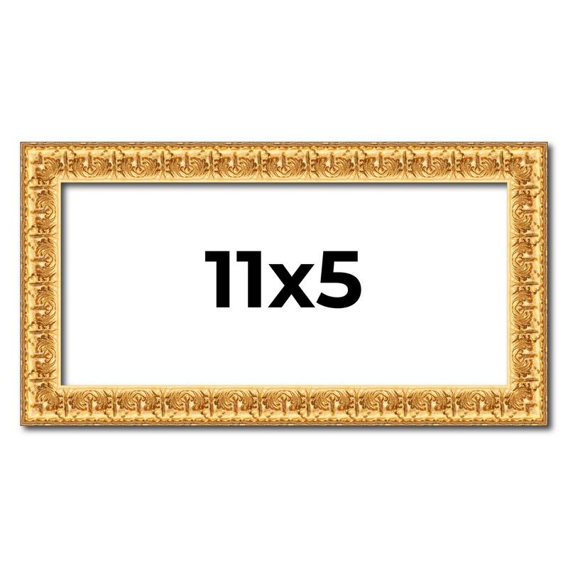 11x5 Frame Gold Real Wood Picture Frame Width 1 inches | Interior