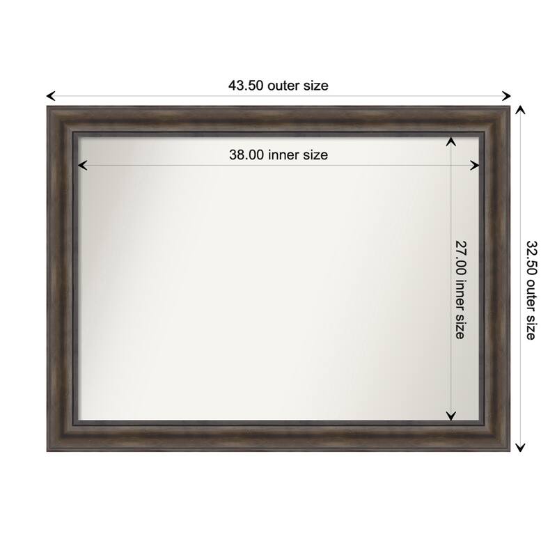 Rustic Pine Brown Framed Non-Beveled Custom Wall Mirror, Bathroom Vanity Mirror - Outer Size: 43.5 x 32.5