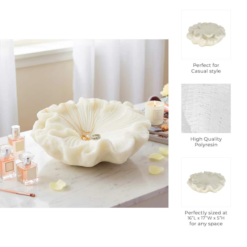 Decorative Coastal Inspired Shell Bowl - 12", White - 17.0"