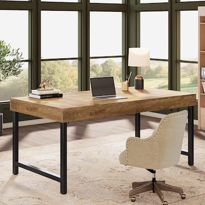 55" Industrial Executive Home Office Desk, Rustic Simple Computer Laptop Desk
