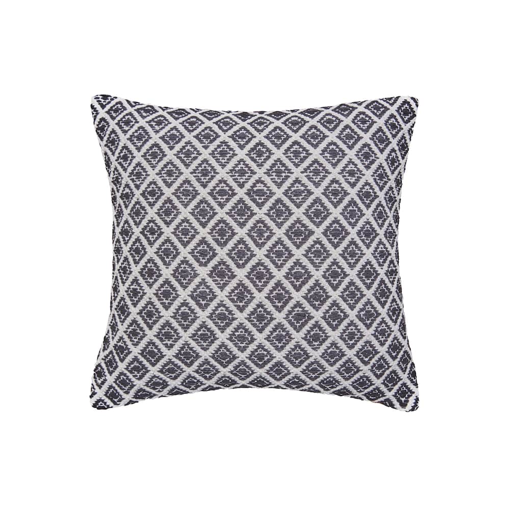 18" x 18" Bianca Black Geometric Woven Square Throw Pillow