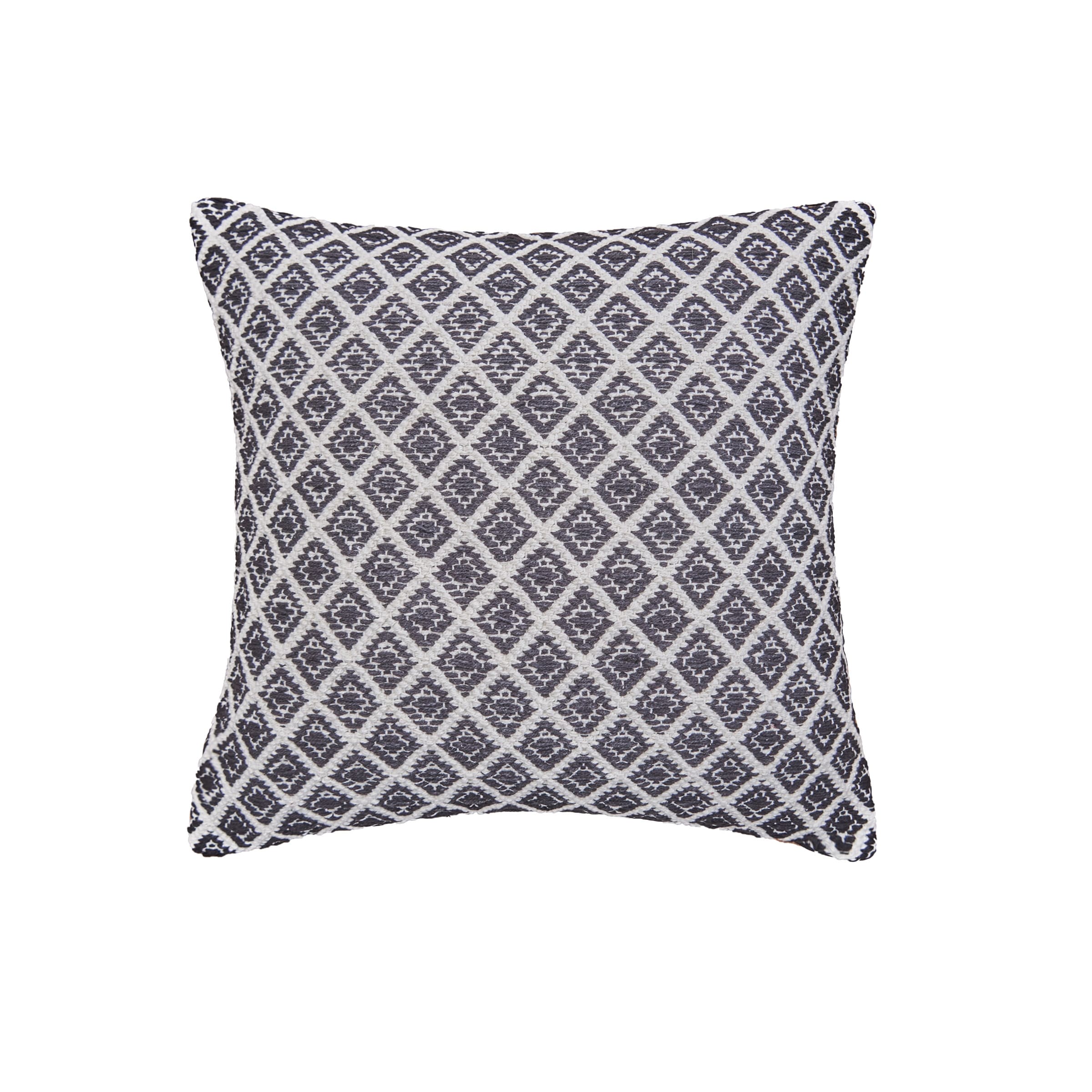 18" x 18" Bianca Black Geometric Woven Square Throw Pillow