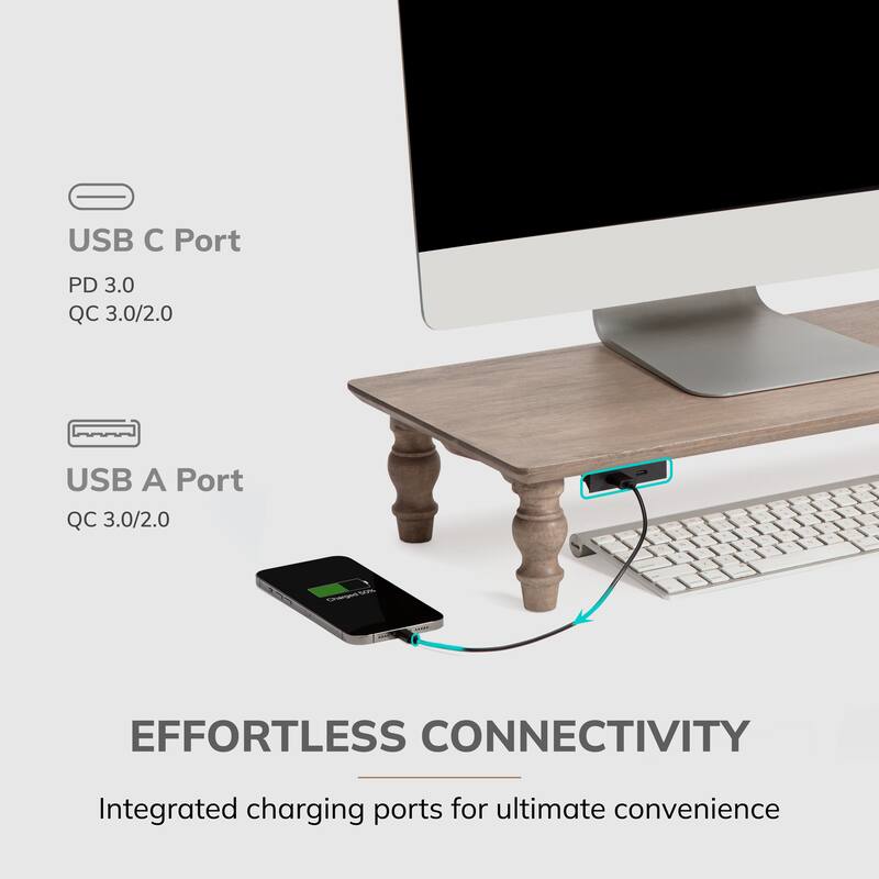 Jani Wood Monitor Stand Riser Desk - Ergonomic Design Stand, Desktop Organizer Table for Home, Office Workspace, Gaming Desk