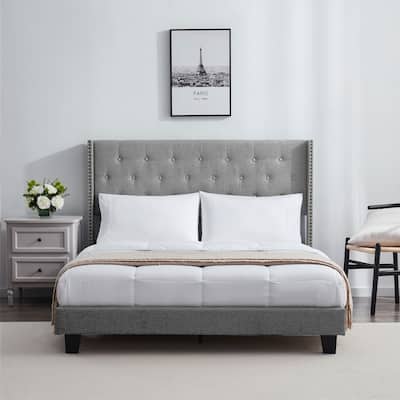 Nestl Wingback Diamond Upholstered Platform Bed