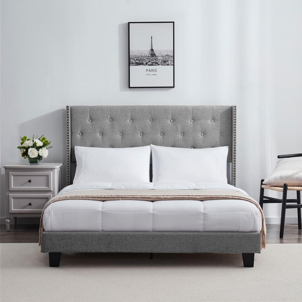 Empyrean Wingback Diamond Upholstered Platform Bed