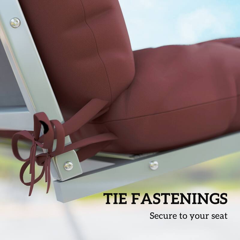 Outsunny Tufted Bench Cushions & Throw Pillows, 4 Piece, Indoor/Outdoor Replacement Bench Seat Pad, Back Cushion & 2 Pillows