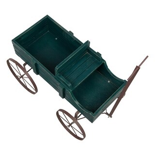 Wooden Wagon Flower Planter Stand with Rolling Wheels for Home Garden Yard