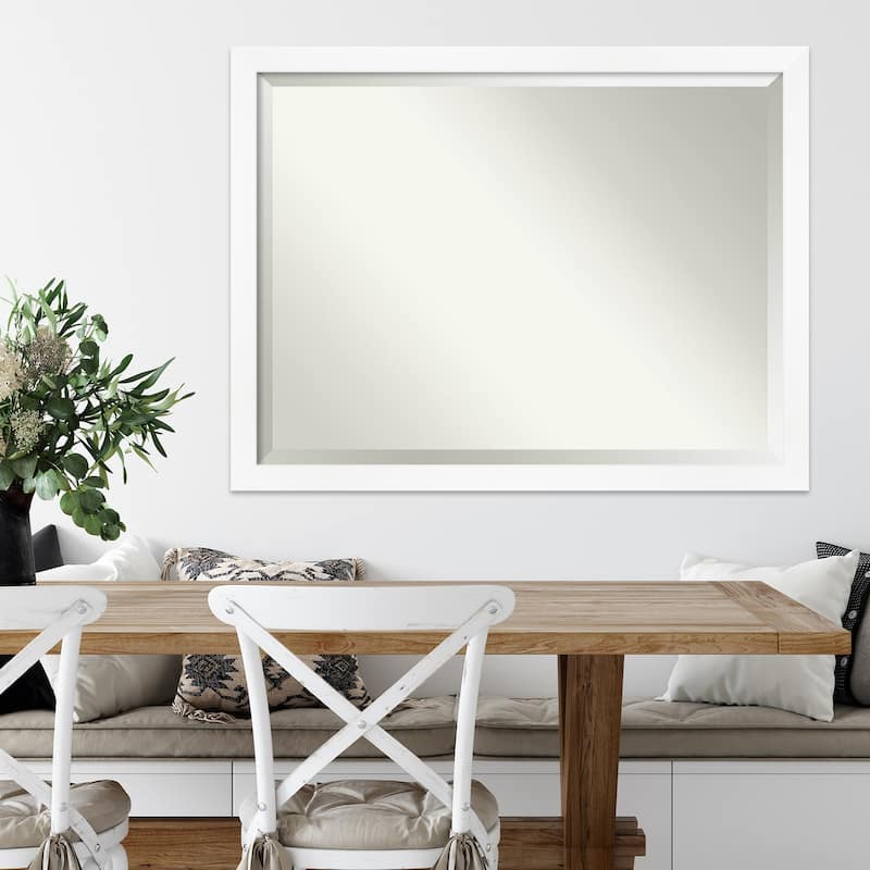 Beveled Wall Mirror - Cabinet White Narrow Frame - Cabinet White Narrow