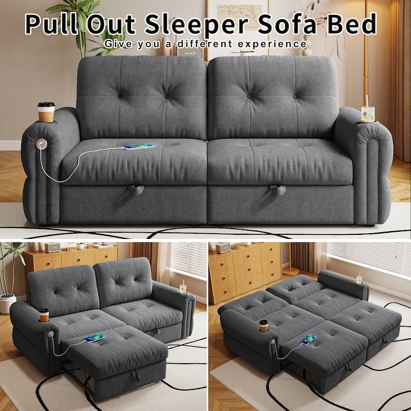 GDFStudio - Chenille Convertible 2-Seater 74" Sofa Bed