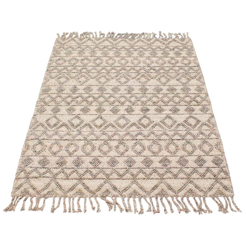 ECARPETGALLERY Braid weave Sienna Grey Wool Rug - 5'3 x 7'7
