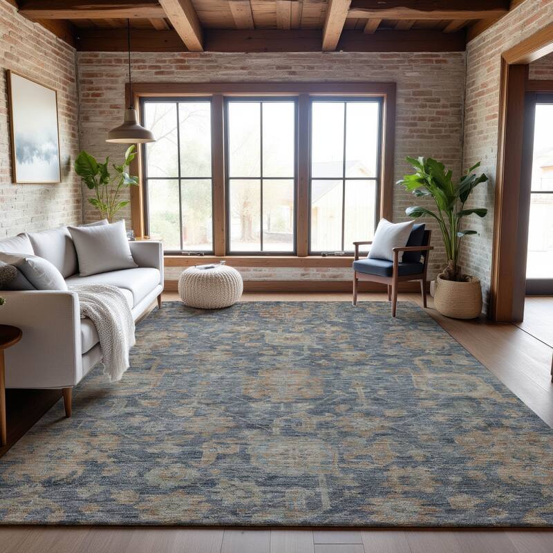 Premium Washable Super Soft Farmhouse Mayfield Rug - Denim - 5' x 7'6"