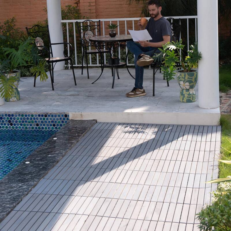 30 PCS Interlocking Deck Tiles Striped Pattern, 12" x 12"Square Acacia Hardwood Outdoor Flooring for Patio,Bancony,Pool Side