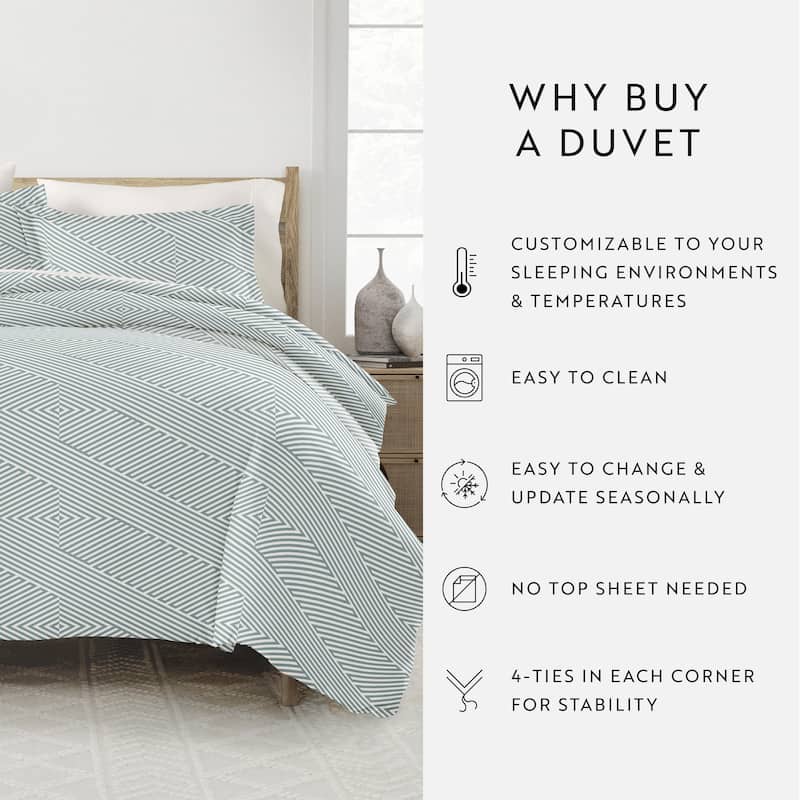 Becky Cameron Premium Ultra Soft Modern Diagonal 3-Piece Duvet Cover Set